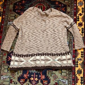 Free People Chunky Knit Oversized Sweater Brown Wool Blend Tunic Women’s Medium